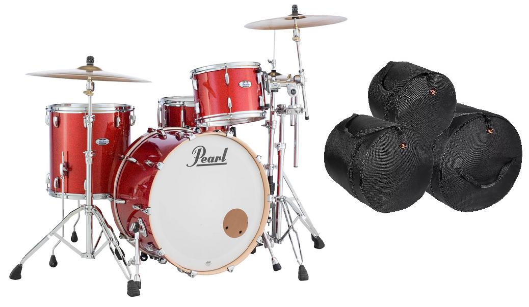 Pearl Masters Complete 24x14_13x9_16x16 Vermillion Sparkle Drums Shell Pack +Bags Authorized Dealer