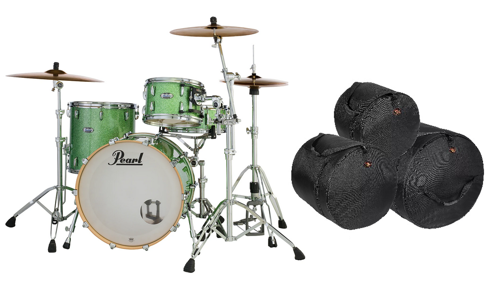 Pearl Masters Complete 24x14_13x9_16x16 Absinthe Sparkle Drums Shell Pack +Bags! Authorized Dealer