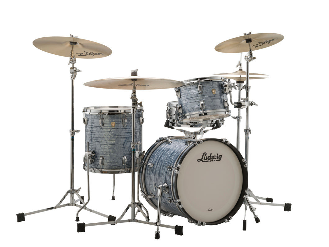Ludwig Pre-Order Classic Maple Sky Blue Pearl Jazzette 3pc Kit 14x18_8x12_14x14 Drums Shells Made in the USA Authorized Dealer
