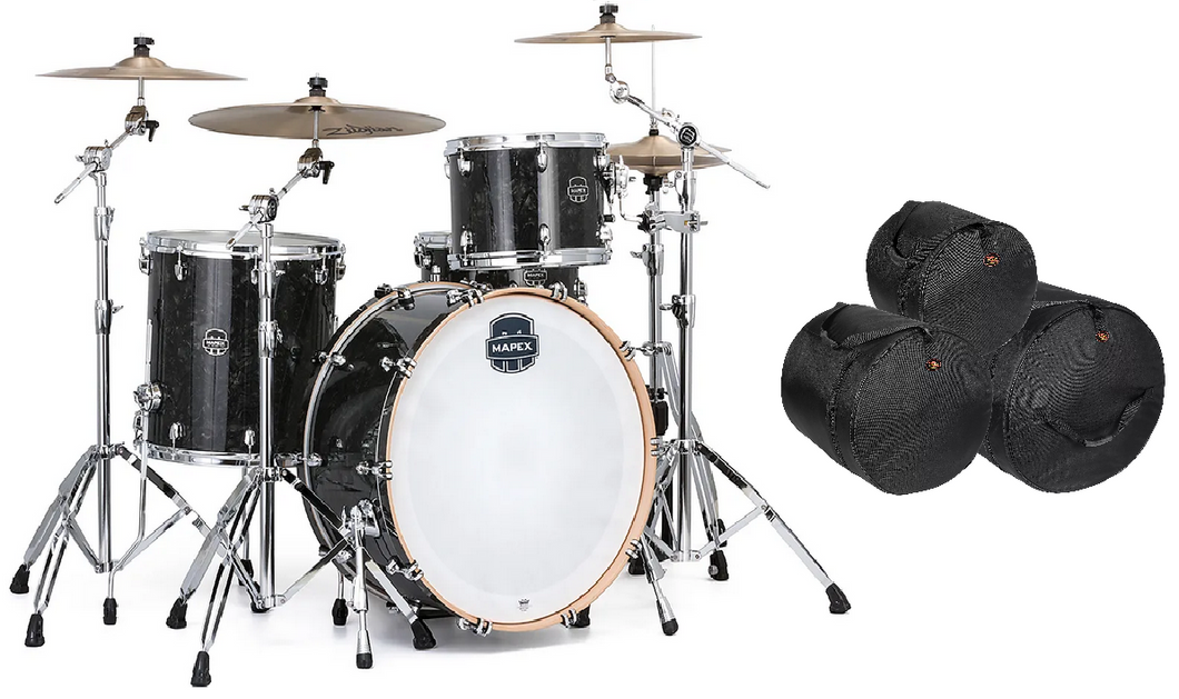 Mapex Saturn V Tour Black Pearl 24x14/13x9/16x16 Drums Shell Pack | Free GigBags | Authorized Dealer