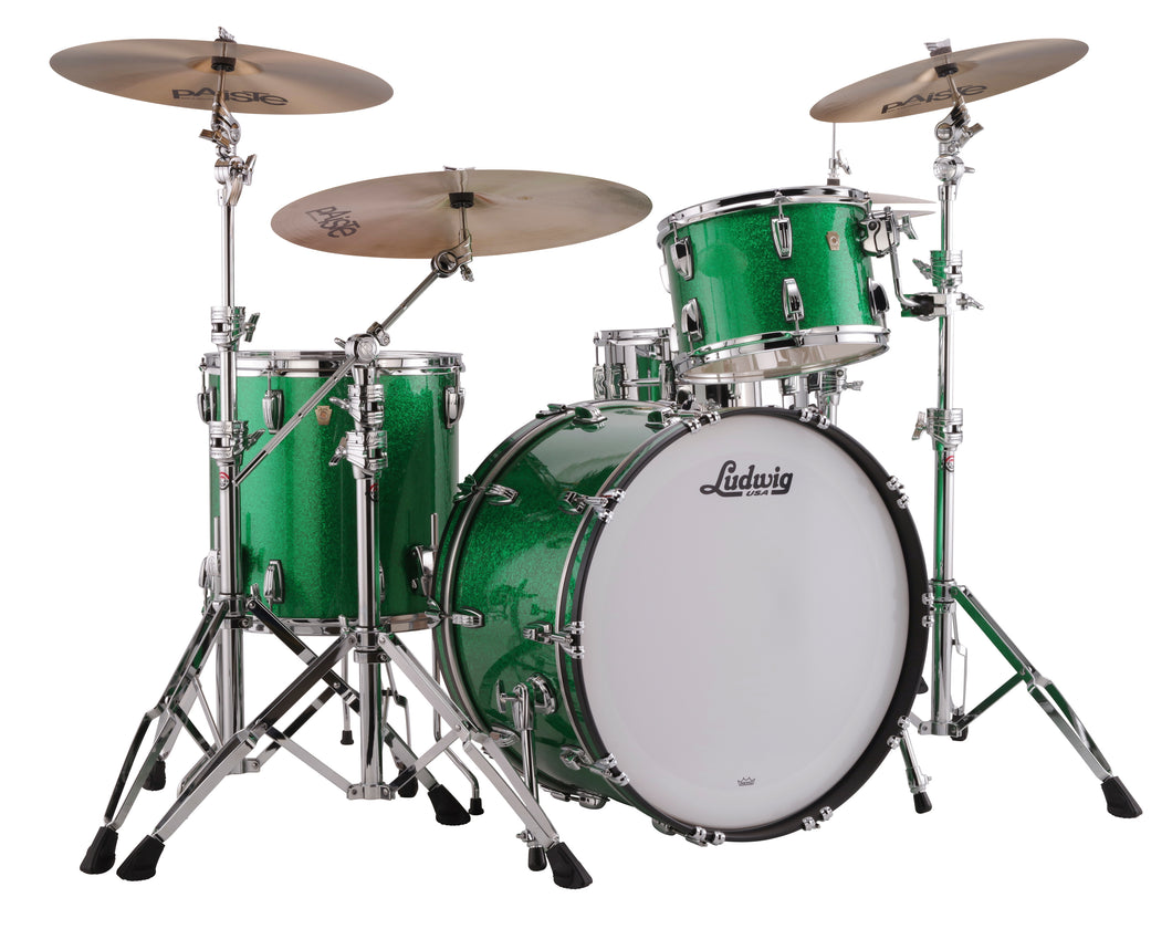 Ludwig Pre-Order Classic Maple Green Sparkle Pro Beat 14x24_9x13_16x16 Drums Authorized Dealer