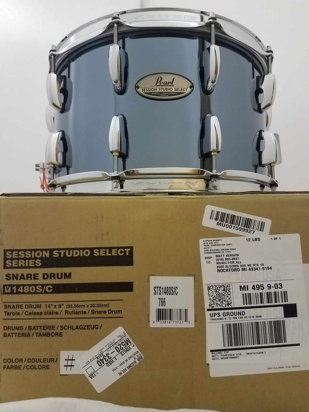 Pearl Session Studio Select Black Mirror Chrome 14x8 Snare Drum Special Order - NEW Authorized Dealer