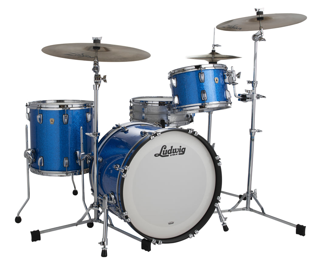 Ludwig Pre-Order Classic Maple Blue Sparkle Downbeat 14x20_8x12_14x14 Drum Kit Made in USA Authorized Dealer