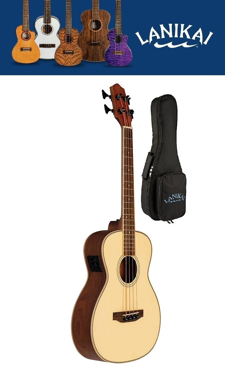 Lanikai Spruce Solid Top Bass Uke Acoustic/Electric Ukulele | +Free Bag | NEW Authorized Dealer