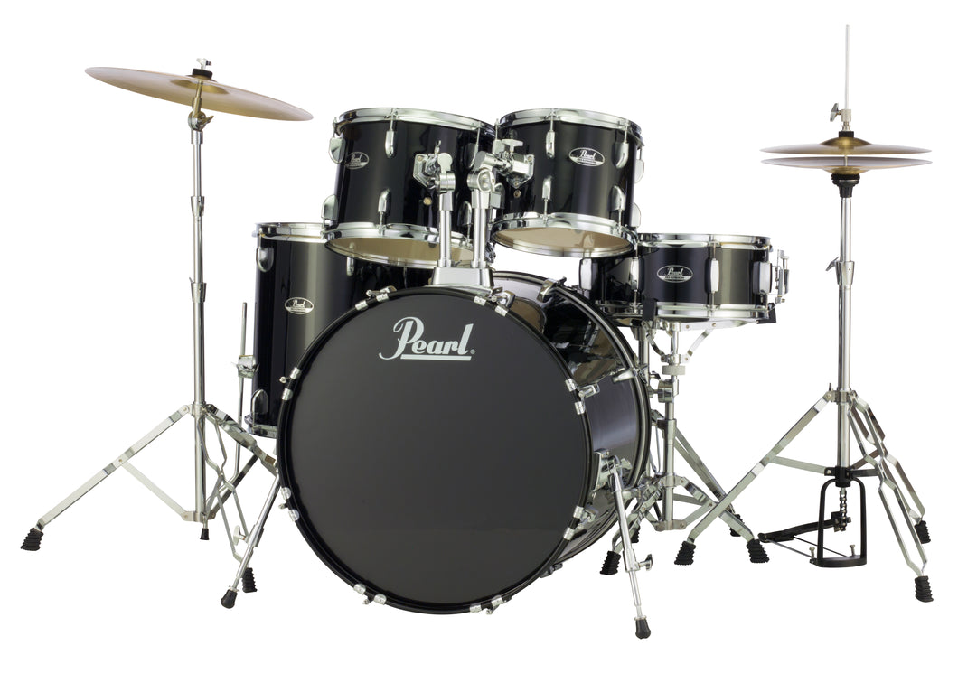 Pearl Roadshow 5-pc. Black Complete Drum Set with Hardware, Cymbals, Throne, Stick Bag, Sticks | NEW