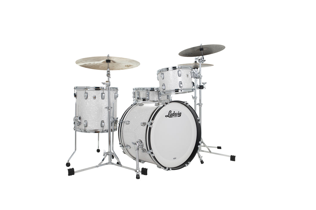 Ludwig Classic Oak White Marine Downbeat 3pc Drum Kit 14x20_8x12_14x14 Set Drums Shells Auth Dealer