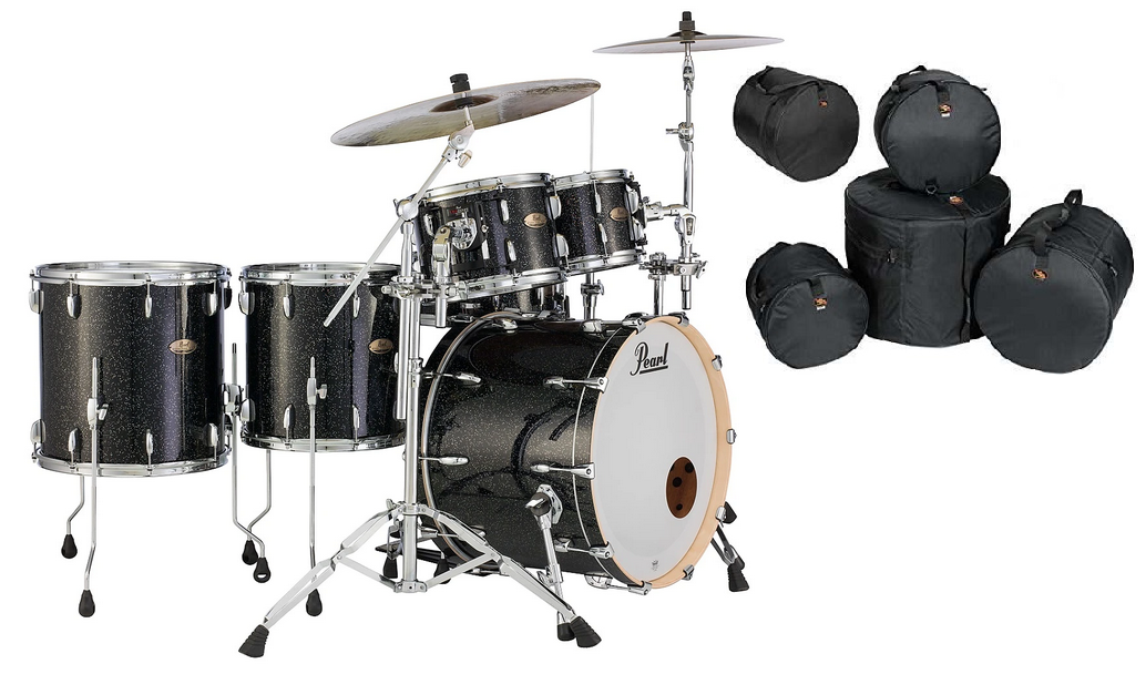 Pearl Session Studio Select Black Halo Glitter 22/10/12/14/16 Drums | w/Gig Bags | Authorized Dealer