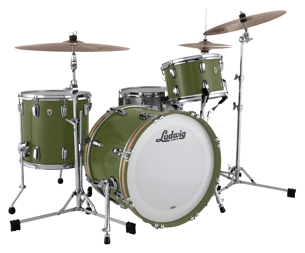 Ludwig Classic Maple Heritage Green Downbeat 14x20_8x12_14x14 Drums Made in the USA Authorized Dealer