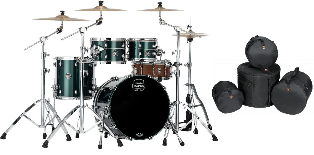Mapex Saturn Evolution Hybrid Fusion Birch Brunswick Green Lacquer Drums +Bags 20x16,10x7,12x8,14x14