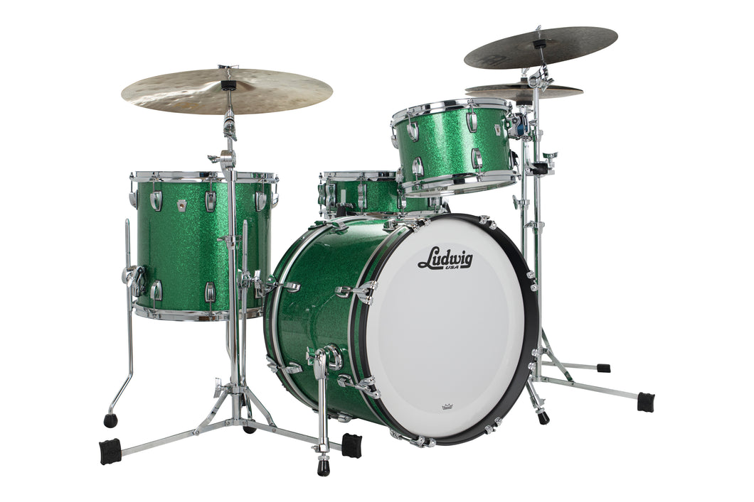 Ludwig Classic Oak Green Sparkle Downbeat 14x20_8x12_14x14 Drums Special Order Kit Authorized Dealer