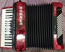 Load image into Gallery viewer, Hohner Bravo III 72 Bass Red Rojo Piano Accordion Acordeon w/GigBag, Straps, Shirt | Authorized Dealer
