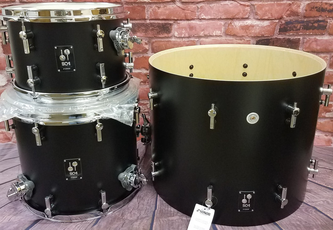 Sonor SQ1 GT Black 20x16/12x8/14x13 Jazz Bop Kit Drums Shell Pack Matching BD Hoops | +Bags | Auth Dealer