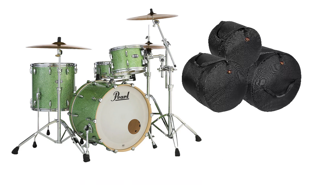 Pearl Masters Complete 22x16_12x8_16x16 Absinthe Sparkle Drums Shell Pack +Bags! Authorized Dealer