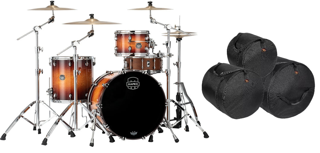 Mapex Saturn Evolution Hybrid Exotic Sunburst Lacquer Organic Rock Drums & BAGS 22x16,12x8,16x16 Auth Dealer