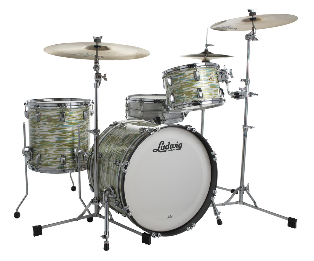 Ludwig Classic Maple Blue Olive Oyster Downbeat Kit 14x20_8x12_14x14 Special Order Authorized Dealer