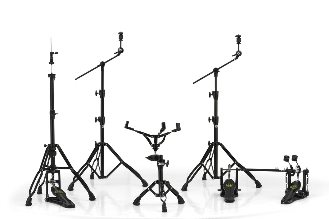 Mapex Armory 5pc  Black Hardware: Double Bass Drum Pedal, 2 Boom Stands, Snare Stand, Hi-Hat Stand