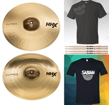 Load image into Gallery viewer, Sabian XEB Evolution Set 17&quot; Crash and 19&quot; Crash Cymbal +T-Shirt &amp; VF Drumsticks | Authorized Dealer
