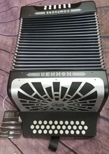 Load image into Gallery viewer, Hohner Compadre GCF Black  Accordion SOL Acordeon +Bag_Pad_DVD_Shirt Silver Grill  Authorized Dealer
