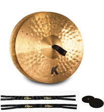 Load image into Gallery viewer, Zildjian 19&quot; K Symphonic Cymbal Pair (2) Concert Band &amp; Orchestra FREE Straps/Pads Authorized Dealer
