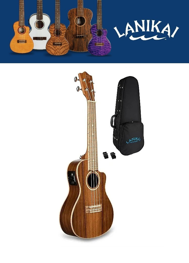 Lanikai All Solid Morado Acoustic/Electric Concert Cutaway Ukulele | Free Case | Authorized Dealer