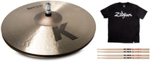 Load image into Gallery viewer, Zildjian K Sweet 15&quot; HiHat Pair Traditional Finish Cymbals Bundle +Shirt &amp; Sticks Authorized Dealer
