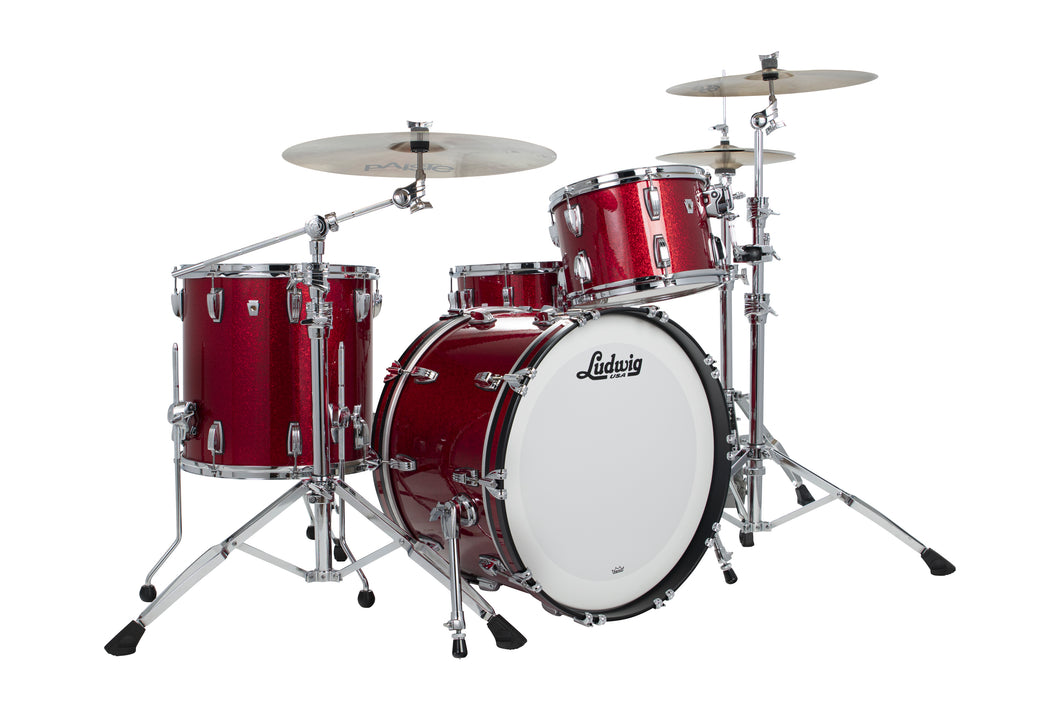 Ludwig Pre-Order Classic Oak Red Sparkle Fab Kit 14x22_9x13_16x16 3pc Drums Special Order | Authorized Dealer