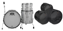 Load image into Gallery viewer, Pearl President Series Deluxe 24x14, 13x9, 16x16 #450 Silver Sparkle Wrap Drum Shells +Bags | Dealer
