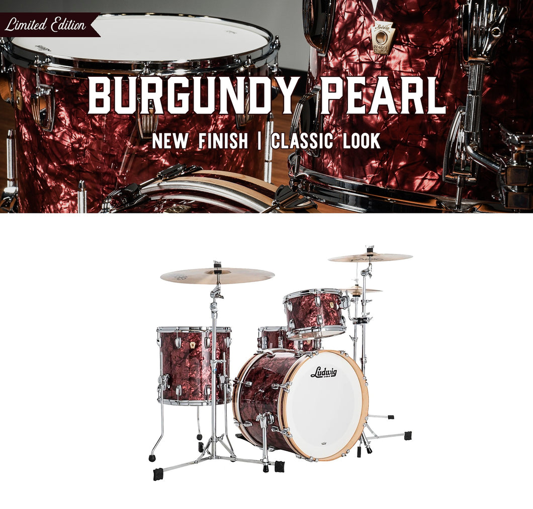 Ludwig Classic Maple Burgundy Pearl Downbeat 14x20_8x12_14x14 Drums Made in USA Authorized Dealer