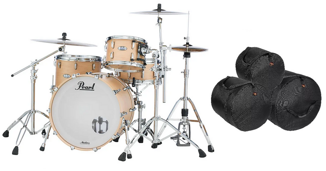 Pearl Masters Complete 24x14/13x9/16x16 Matte Natural Maple Drums Shell Pack +Bags Authorized Dealer