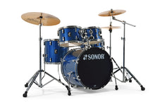 Load image into Gallery viewer, Sonor AQX Studio Blue Ocean Sparkle 5pc Complete 20x16,10x7,12x8,14x13,14x5.5 Drums Cymbals Hardware

