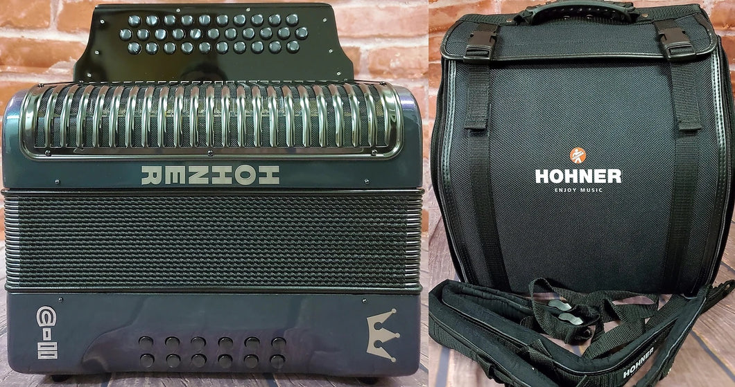 Hohner Corona C-II Redesigned Green/Gold GCF Sol Button Accordion Made in Germany Authorized Dealer