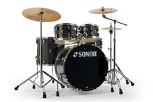 Load image into Gallery viewer, Sonor AQX Stage Black Midnight Sparkle 5pc Kit 22x16,10x7,12x8,16x15,14x5.5 Drums Cymbals &amp; Hardware
