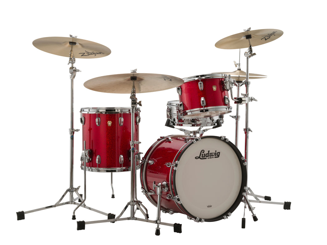 Ludwig Classic Maple Red Sparkle Jazzette 14x18_8x12_14x14 Bop Kit Drums | Authorized Dealer