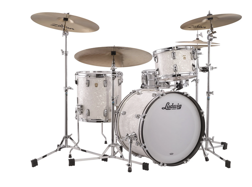 Ludwig Classic Maple White Marine Pearl Fab 14x22, 9x13, 16x16 Drums Made in the USA Authorized Dealer