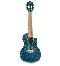 Load image into Gallery viewer, Lanikai Quilted Maple Blue Stain Concert Acoustic/Electric Concert Ukulele +Case | Authorized Dealer
