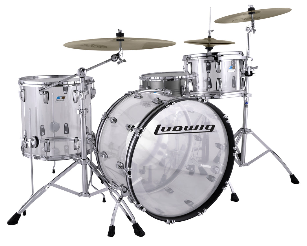 Ludwig Vistalite Clear Fab Kit 14x22/16x16/9x13 Shell Pack Drums Set Special Order Authorized Dealer