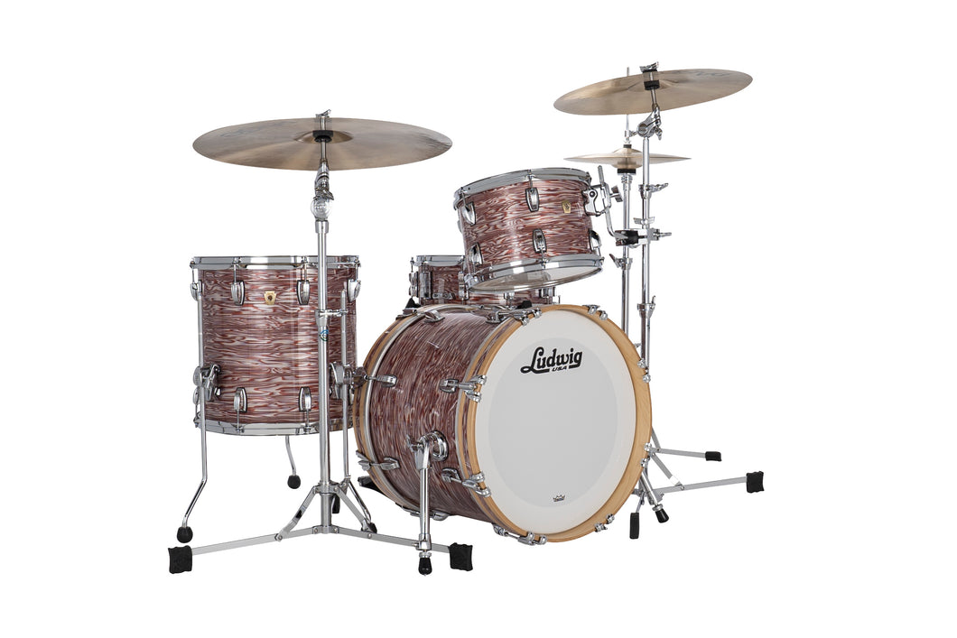 Ludwig Classic Maple Vintage Pink Oyster Downbeat 14x20_8x12_14x14 Drums Shells | In Stock Now | Authorized Dealer