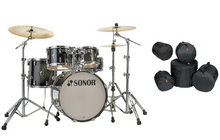 Load image into Gallery viewer, Sonor AQ2  STUDIO Transparent Black Lacquer 20x16_14x13_12x8_14x6_10x7 Drums Shell Pack +Bags Dealer
