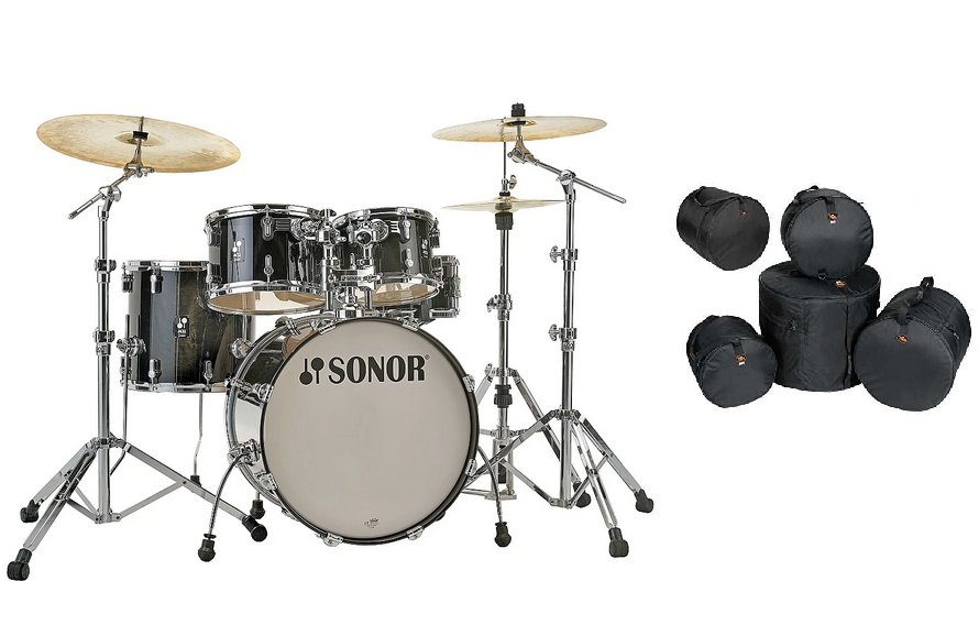 Sonor AQ2  STUDIO Transparent Black Lacquer 20x16_14x13_12x8_14x6_10x7 Drums Shell Pack +Bags Dealer