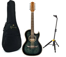 Load image into Gallery viewer, H Jimenez Bajo Quinto El Estandar Black Flame Maple Top Acoustic/Electric +Bag &amp; Stand Auth Dealer
