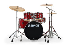 Load image into Gallery viewer, Sonor AQX Studio Red Moon Sparkle 5pc Complete 20x16,10x7,12x8,14x13,14x5.5 Drums +Cymbals +Hardware
