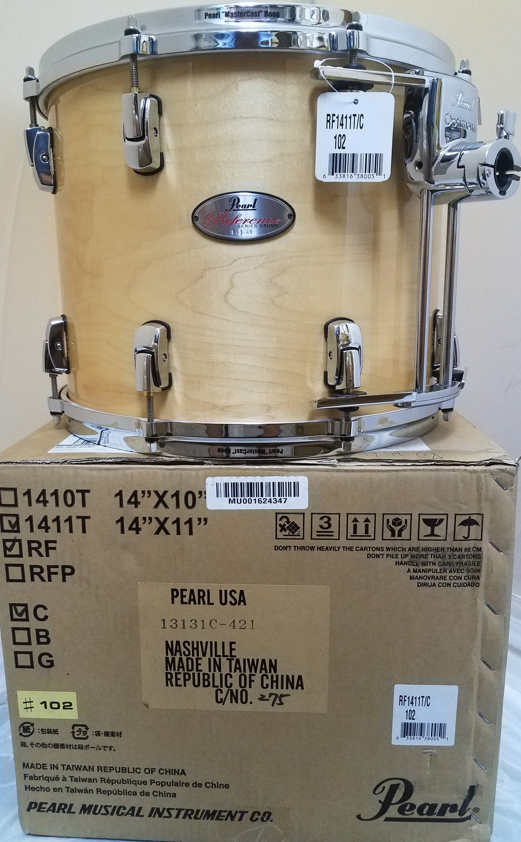 Pearl Reference 14x11 Natural Maple Tom Drum #102 w/Optimount NEW - Authorized Dealer - WorldShip