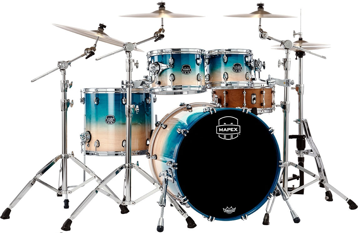 雪豆　DRX 4点セット Mapex Saturn Aqua Fade Rock Fast Drum Set 22x18/10x7/12x8/16x14