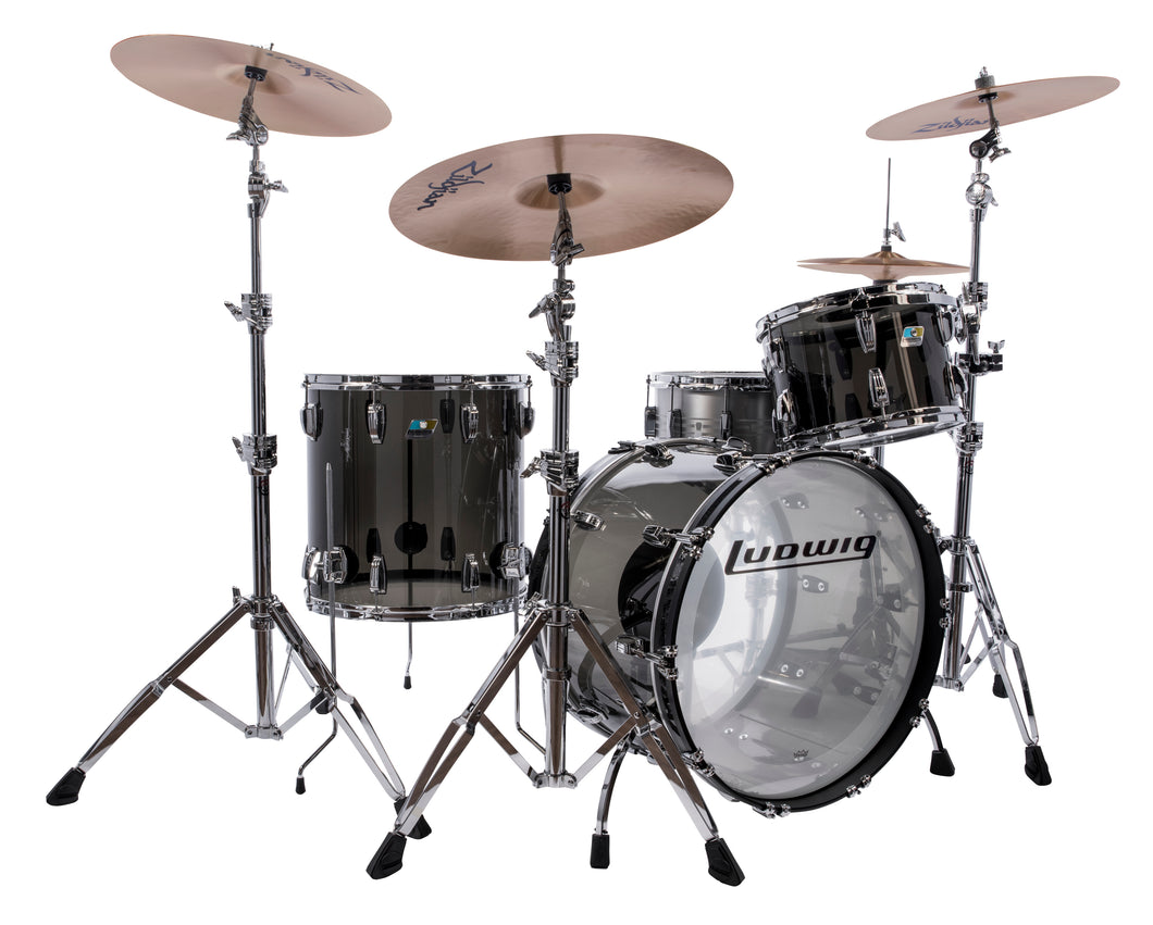 Ludwig Vistalite Smoke Fab Kit 14x22/16x16/9x13 Shell Pack Drum Set Special Order Authorized Dealer