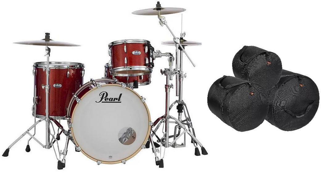 Pearl Masters Complete 22x16_12x8_16x16 Vermillion Sparkle Shell Pack Drums +Bags Authorized Dealer