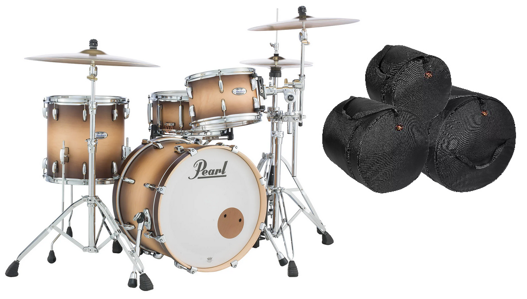 Pearl Masters Complete 20x14_12x8_14x14 Satin Natural Burst Drums Shell Pack +Bags Authorized Dealer