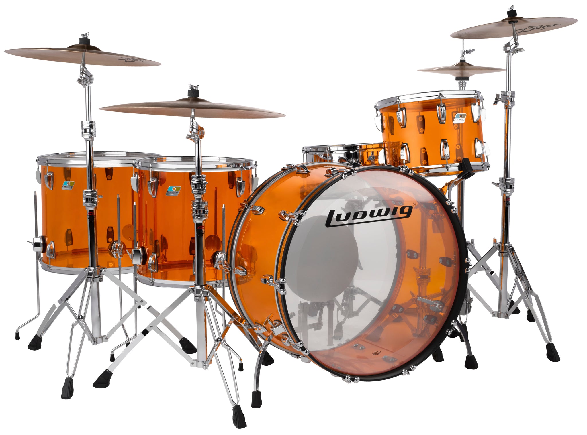 Ludwig Vistalite Amber ZEP SET 14x26/16x18/16x16/10x14/6.5x14 Drum